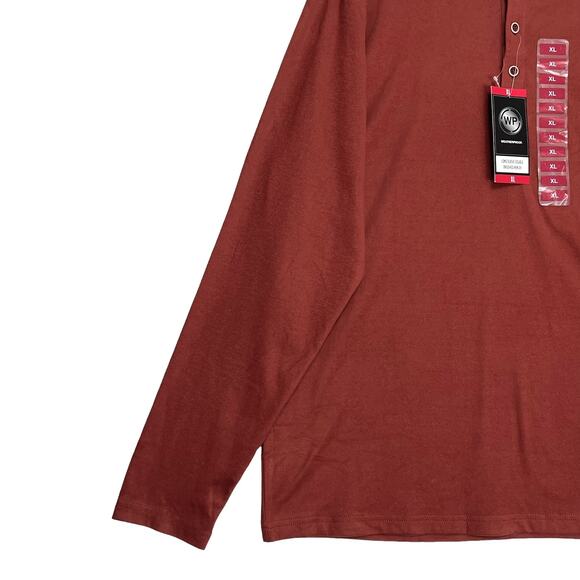 Weatherproof Henley Shirt Men Sz XL Orange Long Sleeves Double Brushed Soft Knit - Picture 4 of 9